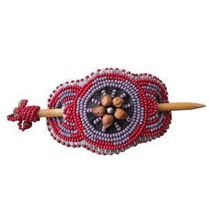 Handmade Beaded Hair Barrette | Red & Purple | Grand Canyon